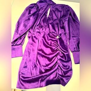 River Island satin purple dress with diamond looking details